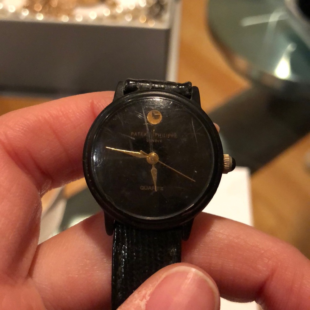 Black and gold vintage Patek Philippe watch